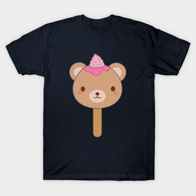 Cute Brown Bear Ice Cream T-Shirt T-Shirt by happinessinatee